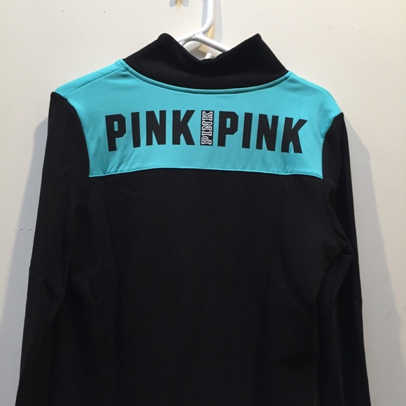 ☀️NEW Victoria’s Secret PINK Blue & Black Two Toned Quarter Zip Small - Picture 7 of 7